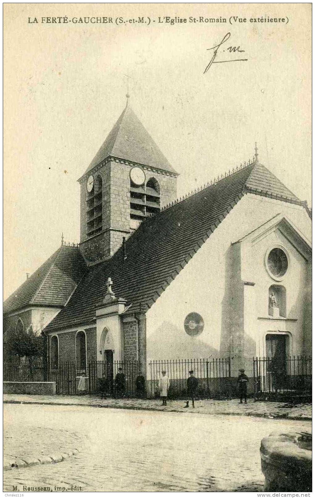 77 LA FERTE GAUCHER L'église St Romain  Beau Plan Animé  1917 - La Ferte Gaucher