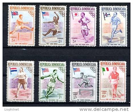 DOMINICAINE 1957, CHAMPIONS OLYMPIQUES, 8 Valeurs, NEUFS. R003 - Ete 1956: Melbourne