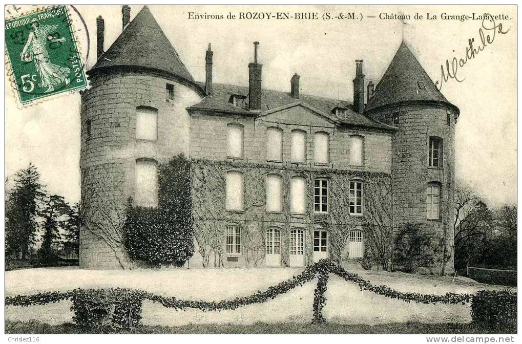 77 ROZOY EN BRIE Château De La Grange Lafayette  Beau Plan  1908 - Rozay En Brie