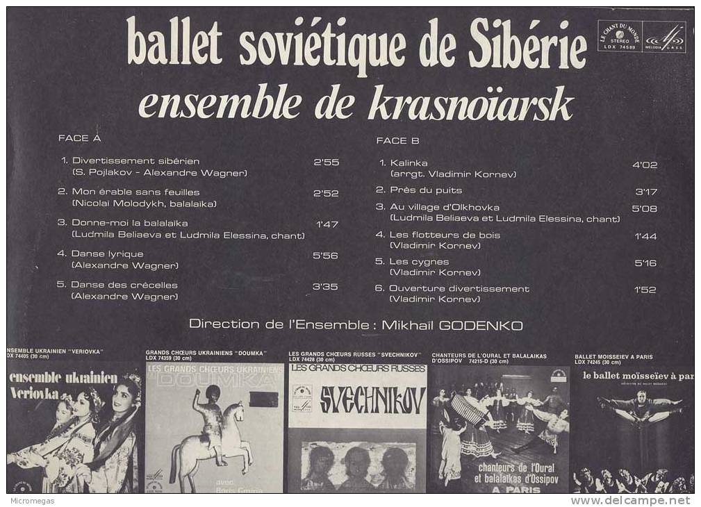 Ballet Soviétique De Sibérie. Ensemble De Krasnoïarsk - World Music