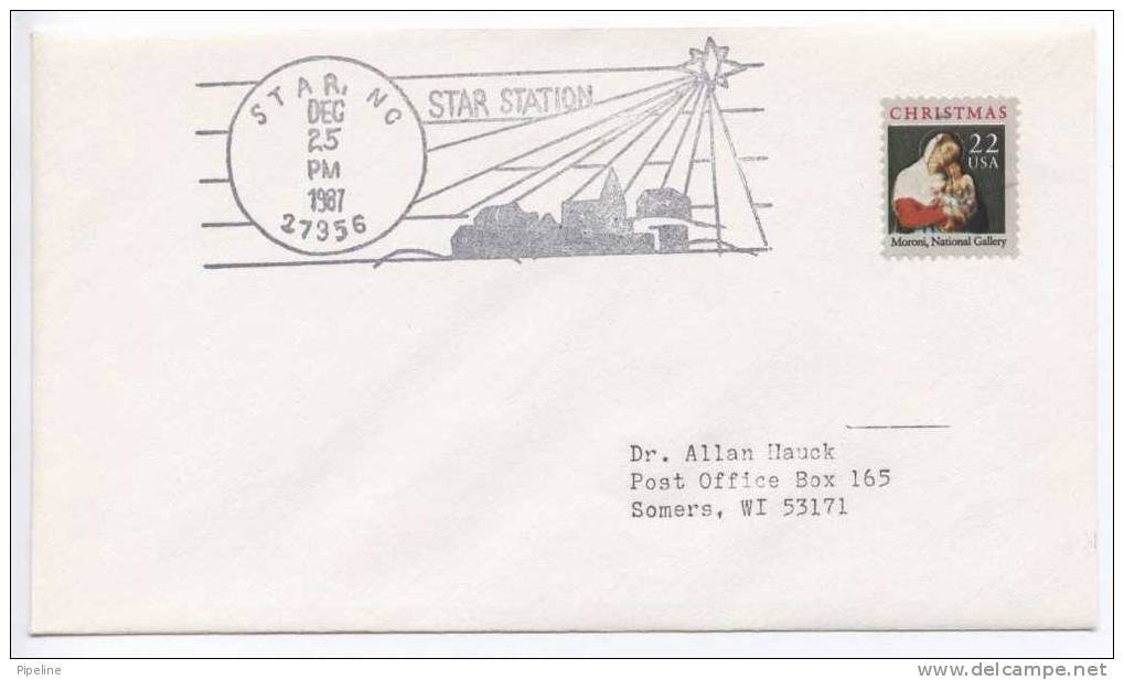 USA Star Station N.C. 27356 25-12-1987 - Event Covers
