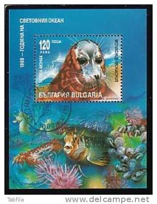 BULGARIE - 1998 - Ecologie - Annee De L´Ocaen - Mammifieres Marins -  - BL Obl. - Autres & Non Classés