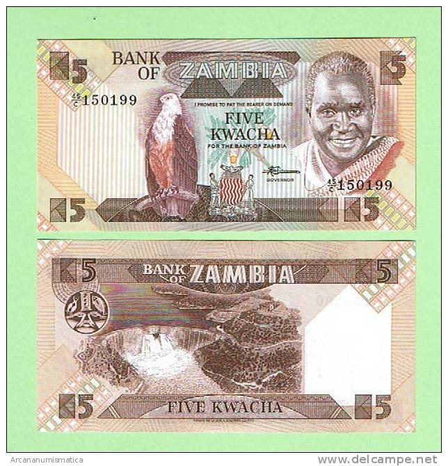 ZAMBIA  5  KWACHA  ND (1.980-88)    KM#25     PLANCHA/UNC  (BT)   DL-5093 - Zambia