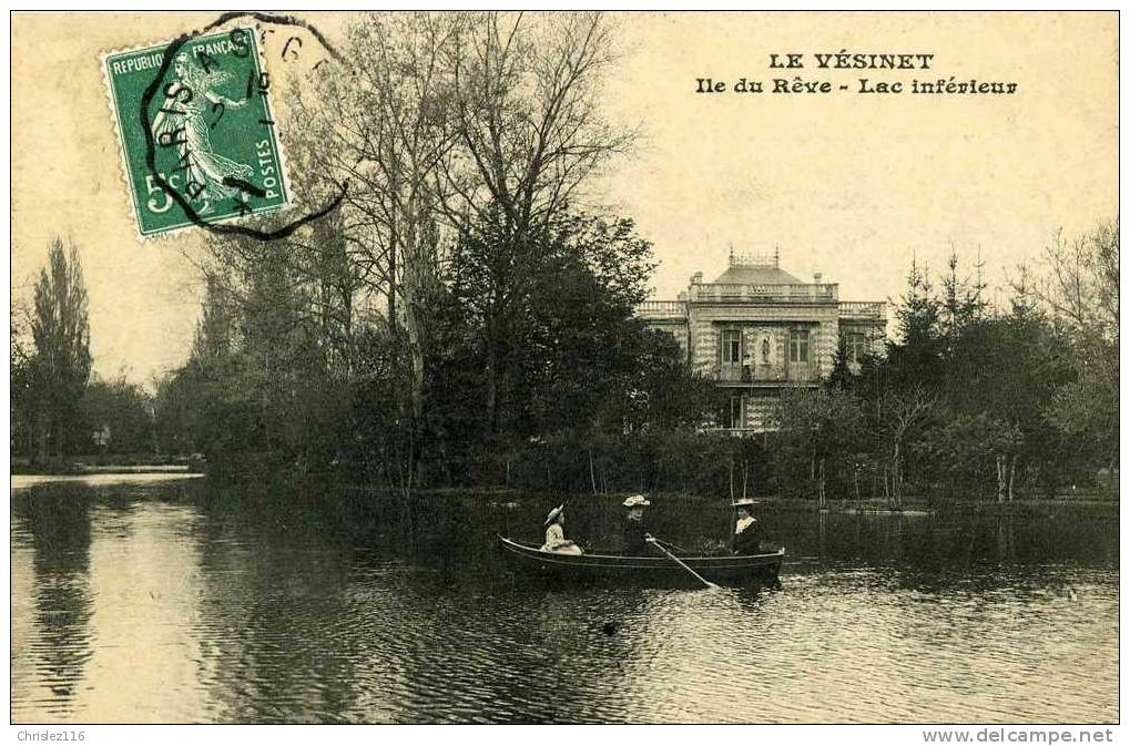 78 LE VESINET Ile Du Rêve Lac Inférieur  Beau Plan Animé  1909 - Le Vésinet