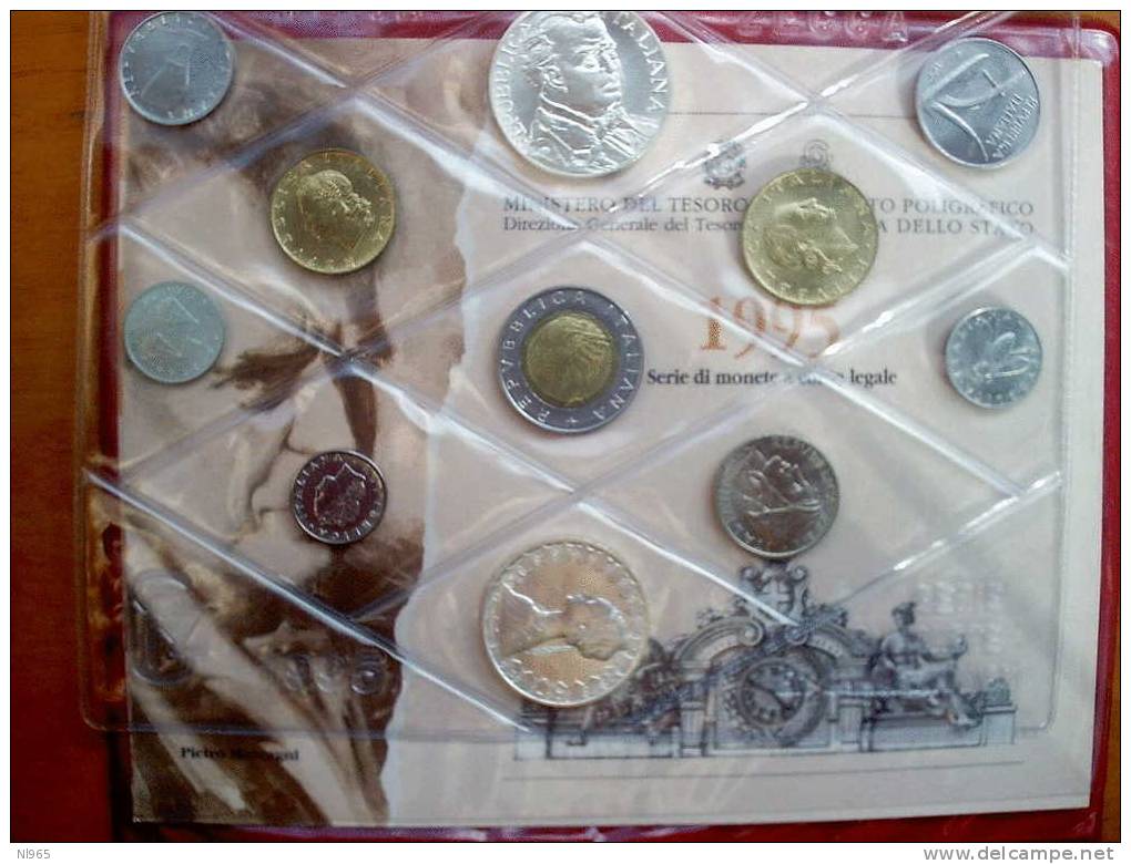 ITALIA REPUBBLICA ITALIANA - ANNO 1995 - CON MONETA ARGENTO MASCAGNI - SERIE UFFICIALE CONFEZIONE ZECCA - Mint Sets & Proof Sets