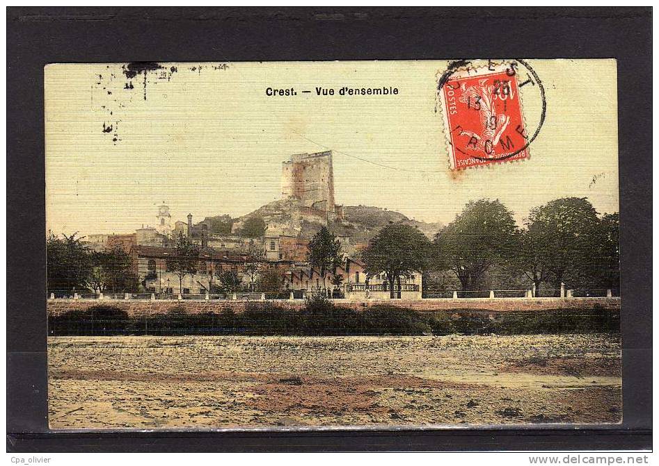 26 CREST Vue Générale, Carte Toilée, Colorisée, Ed ?, 1909 - Crest