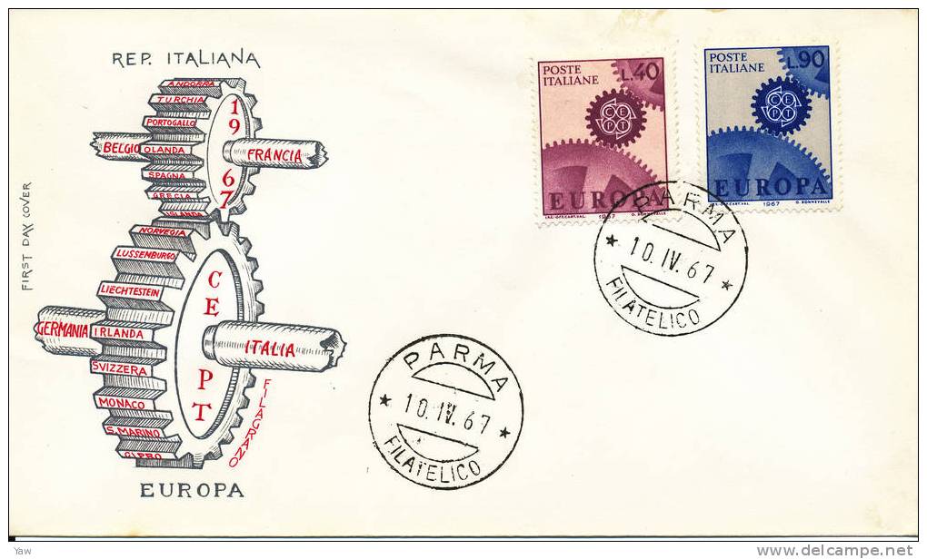 ITALIA 1967  FDC EUROPA. CEPT. ANNULLO PARMA. - 1967