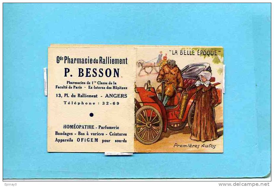 CALENDRIER - 1951 - Pharmacie Besson - Angers - Petit Carnet - Premiere Auto - La Belle époque - Klein Formaat: 1941-60