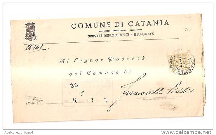 3519)lettera Con 25c Occupazione Americana Da Catania A Francavilla Il 7-1-1943 - Anglo-american Occ.: Sicily