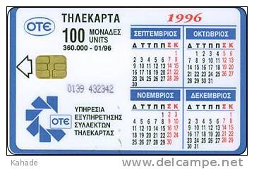 Greece Phonecard  Kalender Calendar - Estaciones