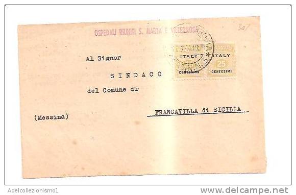 3526)lettera Con 2x25c Occupazione Americana Da Catania A Francavilla Il 15-7-1944 - Anglo-Amerik. Bez.: Sicilë