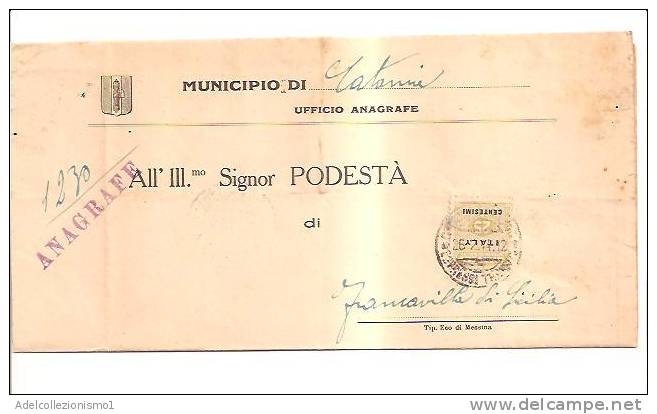 3535)lettera Con 25c Occupazione Americana Da Catania A Francavilla Il 2-3-1944 - Anglo-Amerik. Bez.: Sicilë