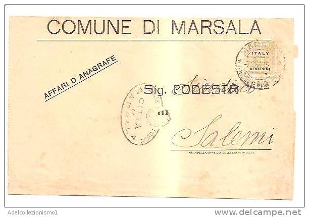 3540)lettera Con 25c Occupazione Americana Da Marsala A Salemi Il 12-4-1944 - Anglo-Amerik. Bez.: Sicilë
