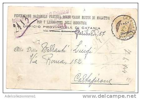 3542)cartolina Con 25c Occupazione Americana Da Catania A Caltagirone Il 7-4-1944 - Occ. Anglo-américaine: Sicile