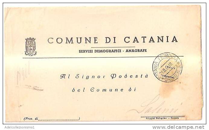 3544)lettera Con 25c Occupazione Americana Da Catania A Salemi Il 21-8-1944 - Occ. Anglo-américaine: Sicile