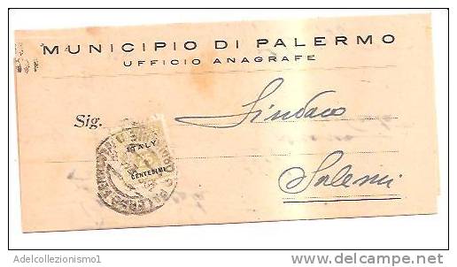 3545)lettera Con 25c Occupazione Americana Da Palermo A Salemi Il 2-8-1944 - Anglo-american Occ.: Sicily