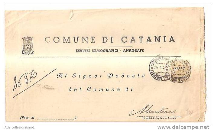 3547)lettera Con 25c Occupazione Americana Da Catania A Giardini Il 25-1-1944 - Anglo-american Occ.: Sicily