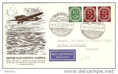 BRD151/Gedenkausstellung 1953 Köln, Atlantik-Flug1928, Auf Posthorn-Privat-Ganzsache - Enveloppes Privées - Oblitérées