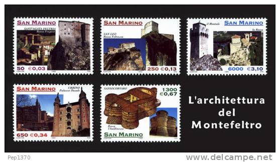 SAN MARINO 1999 ARQUITECTURA DE MONTEFELTRO - YVERT 1650-1654 - Unused Stamps