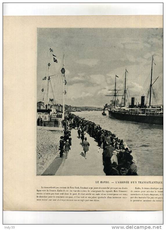 - REPRO DE PHOTOS RECTO-VERSO DU DEBUT DU XXe S. 1. L´ARRIVEE D´UN TRANSTLANTIQUE AU HAVRE 2. PON STE-MARIE ROUTE DE CHA - Autres & Non Classés