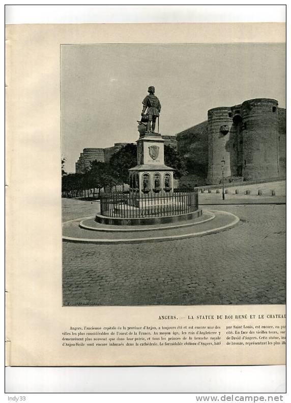 - REPRO DE PHOTOS RECTO-VERSO DU DEBUT DU XXe S. 1. ANGERS STATUE DU ROI RENE ET CHÂTEAU 2. MONT-BLANC PASSAGE SOUS LES - Winter Sports