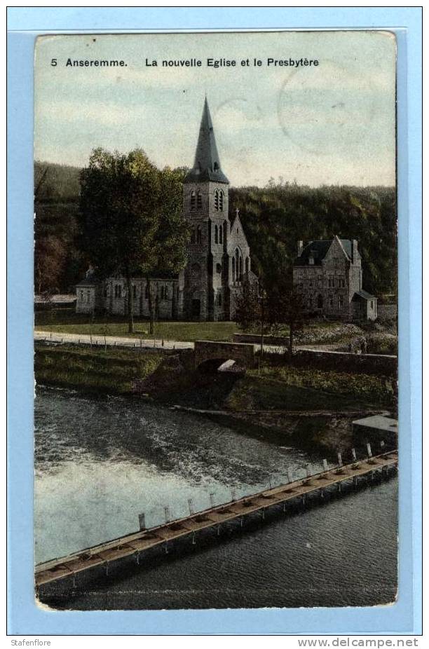 ANSEREMME LA NOUVELLE EGLISE ET LE PRESBYTERE EN 1908 - Dinant