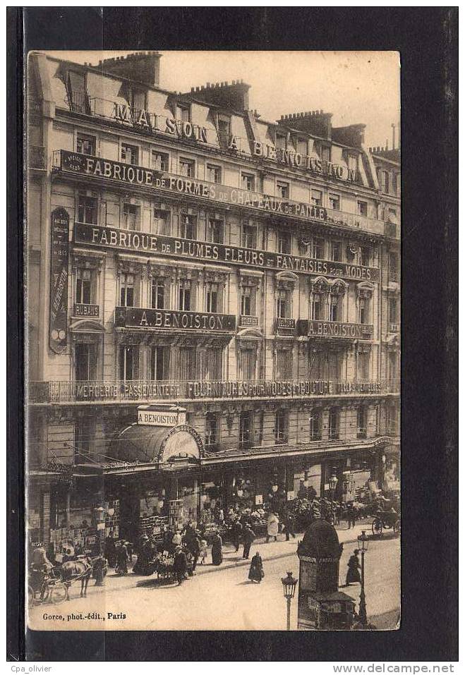 75 PARIS III Maison Benoiston, Fabrique De Chapeaux, Plumes Fleurs Etc, Rue Du Temple, Ed Gorce, 191? - District 03