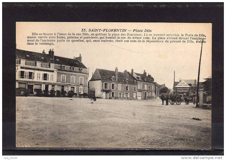 89 ST FLORENTIN Place Dilo, Attelage, Café De La Porte Dilo, Ed JD 55, 191? - Saint Florentin