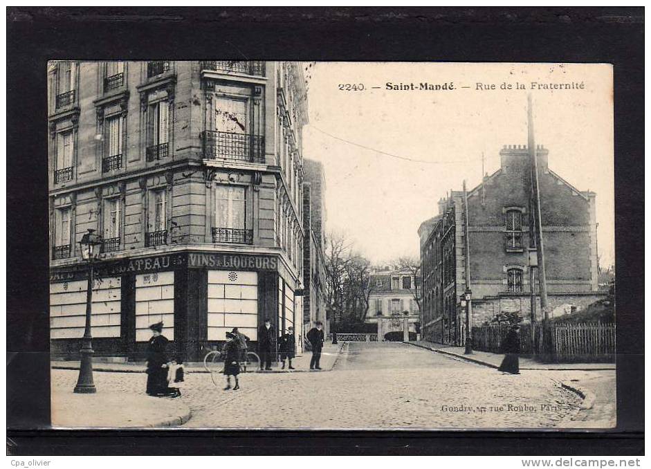 94 ST MANDE Rue De La Fraternité, Animée, Café Du Plateau, Ed Gondry 2240, 1907 - Saint Mande