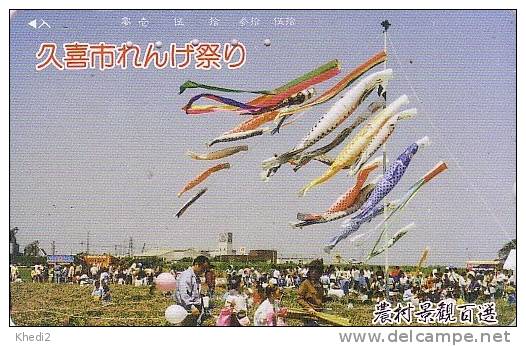 Japan Phonecard Sport Game - KITE Fish - Télécarte Japon CERF VOLANT Poisson - DRACHEN - VLIEGER - COMETA - 54 - Games