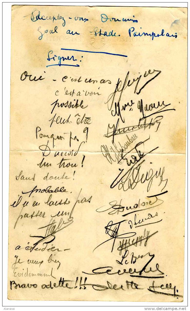 Paimpol  Menu Du Réveillon Du ST PAIMPOLAIS  NOËL 1944  PUB COGNAC BISQUIT Signature Au Dos - Menus