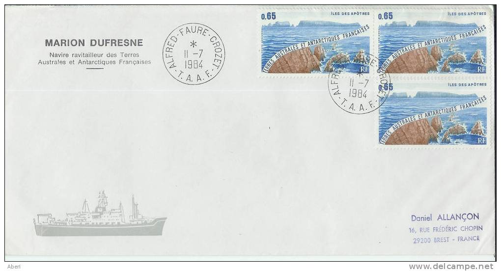 2864 MARION DUFRESNE - KERGUELEN- 11-7-1984 -  PA 73x3 - Covers & Documents