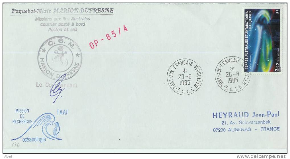 2870 MARION DUFRESNE - OP 85-4 - KERGUELEN- PA 81 - Covers & Documents