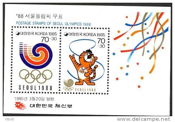 Korea, Corée Du Sud : J.O. Séoul 1988, Bloc 2 Timbres Non Circulé, Gomme D'origine. Logo, Mascotte. - Summer 1988: Seoul