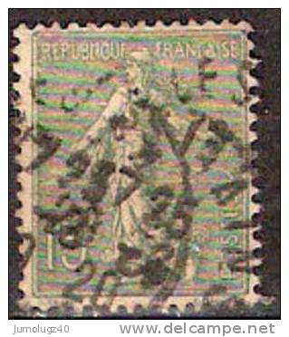 Timbre France Y&T N° 130 (1) Obl  Semeuse Lignée.  15 C. Vert-gris. Cote 0,30 € - 1903-60 Säerin, Untergrund Schraffiert