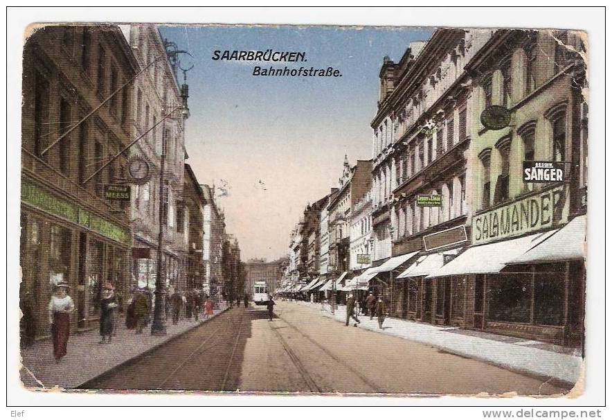 SAARBRÜCKEN : Bahnhofstrasse  ;Correspondance Militaire Du Secteur 219 , 1920 ; B/TB - Saarbrücken