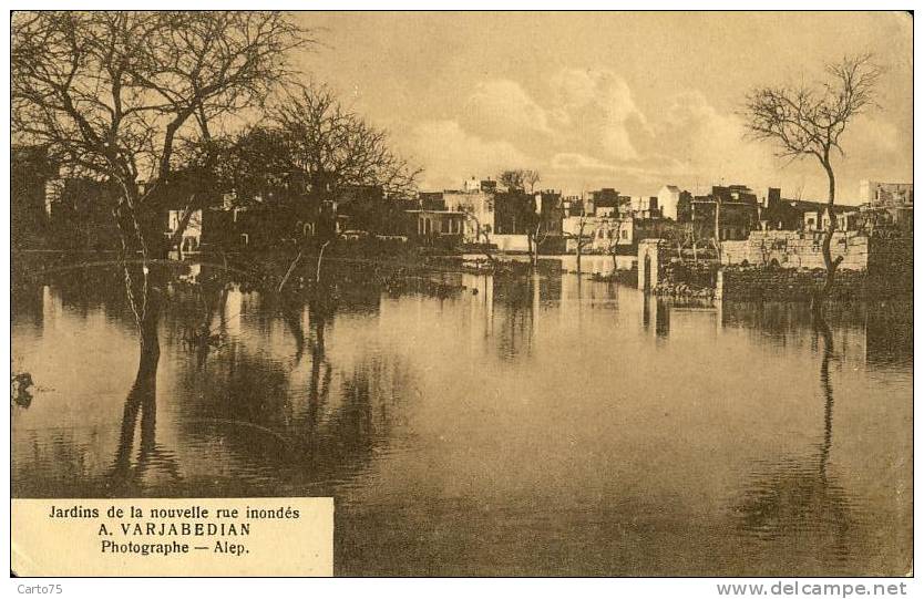 SYRIE - Souvenir De L'inondation D'ALEP Février 1922 - Jardins De La Nouvelle Rue Inondés - Photographe Varjabedian Alep - Syria