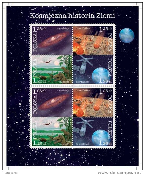 2004 POLAND THE COSMIC HISTORY OF THE EARTH MS - Unused Stamps