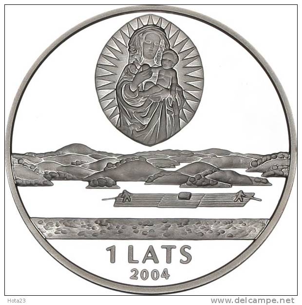 LATVIA XMAS SILVER COIN 1 LATS Our Lady With The Child Jesus - Lettland