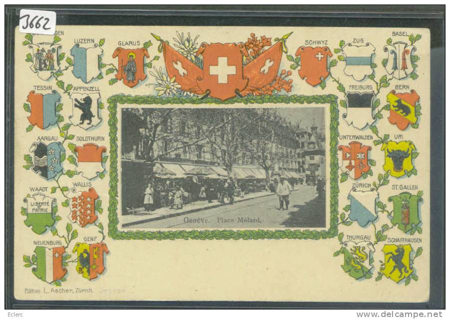 GENEVE - PLACE DU MOLARD - CARTE EN RELIEF - TB - Genève