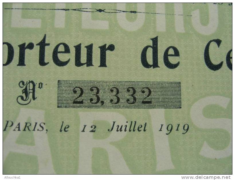 SCRIPOPHILIE COLLECTIONNEURS D'ACTIONS /TITRES De BOURSE PERIMES LES AFFRETEURS REUNIS 1919 100 F PORTEUR TRAIN BATEAU - Industrie