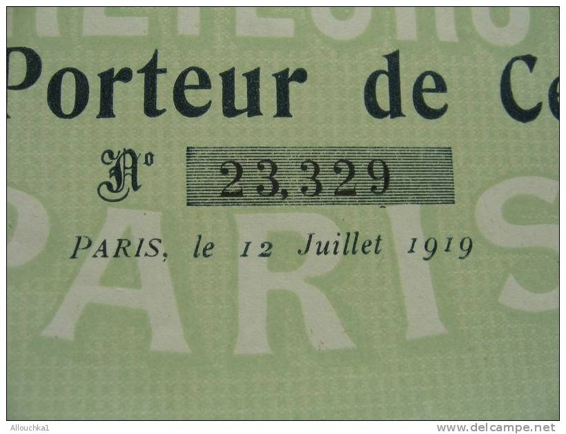 SCRIPOPHILIE COLLECTIONNEURS ACTIONS TITRES BOURSE PERIMES AFFRETEURS REUNIS 1919-100 F PORTEUR Gravures TRAIN BATEAU - Transports