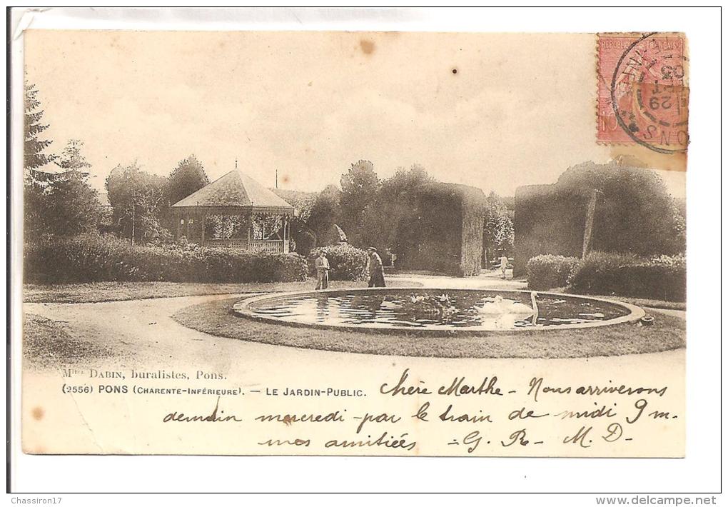 17 -  PONS - Lot De 2 Cartes Précurseurs 1902-1903  -  Vue Prise De La Route De Gémozac - Le Jardin Public - Pons