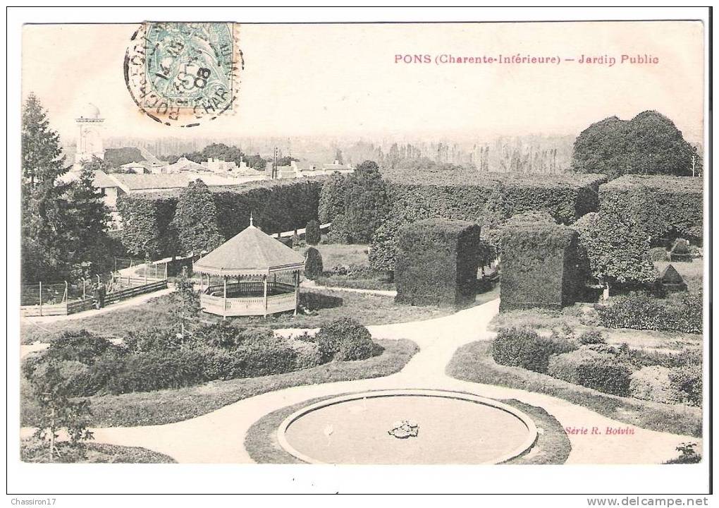 17 -  PONS  - Lot De 3 Cartes -   Jardin Public  (kiosque) - Chapelle St Gilles - Rue Thiers - Pons