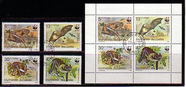 BULGARIA / BULGARIE - 1989 - Bats - WWF - Set + M/S Used - Roedores