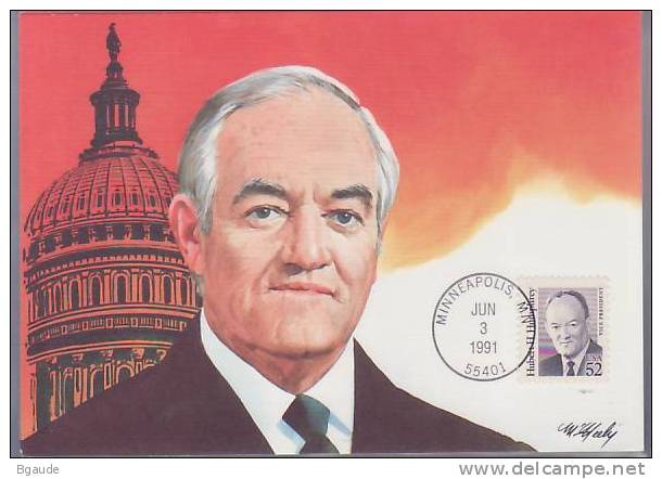 ETATS UNIS CARTE MAXIMUM NUM.YVERT 1945 HUMPHREY VICE PRESIDENT - Maximum Cards