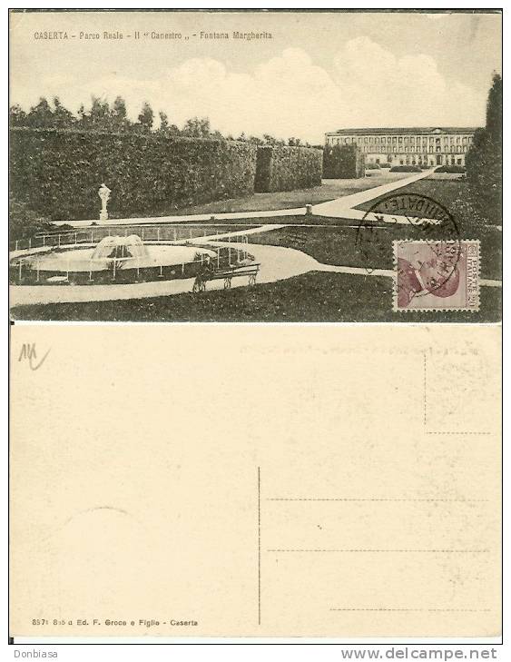 Caserta: Parco Reale - Il "Canestro" - Fontana Margherita. Cartolina Fp Con Francobollo E Timbro Frontale 1922 (animata) - Caserta