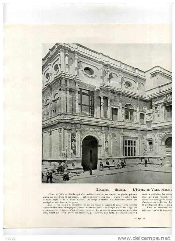 - REPROS DE PHOTOS RECTO-VERSO EDITEES DANS LES ANNEES 1910 . 1.SEVILLE HÔTEL DE VILLE 2. HOORN PONT ET PORTE DE L´EST - Other & Unclassified