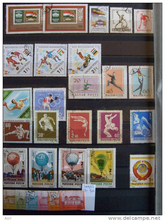 Hongrie Magyar : Lot > 25 Timbres Oblitérés _ Sport _ Mongolfière _ Maison _ Drapeau - Collezioni