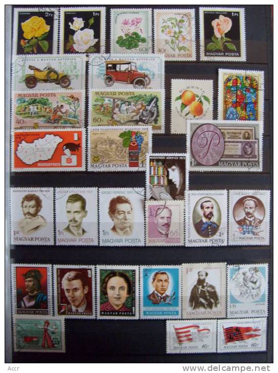 Hongrie Magyar : Lot 30 Timbres Oblitérés _ Fleur _ Personnage _ Femme _ Drapeau _ Voiture _  Tacot _ - Sammlungen